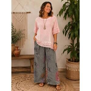 NEW PAPERLACE boho breeze slub top in blush
